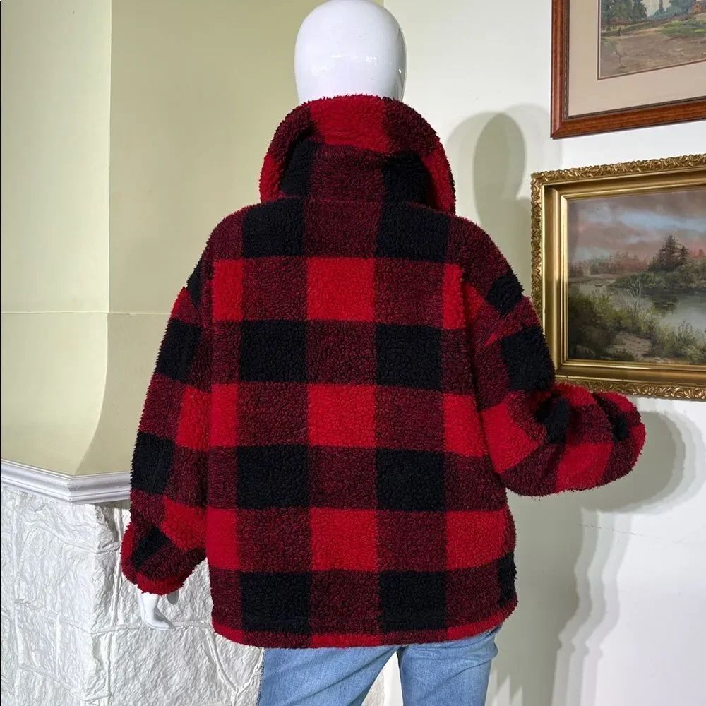 Roots Buffalo Plaid Sherpa Jacket – Red & Black – Size M - Picture 6 of 17